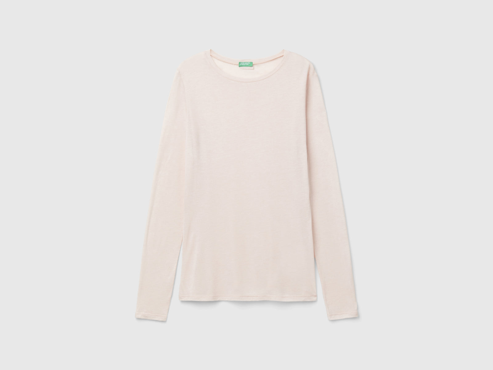 T-shirt in misto viscosa e lana da donna rosa tenue | Benetton Outlet