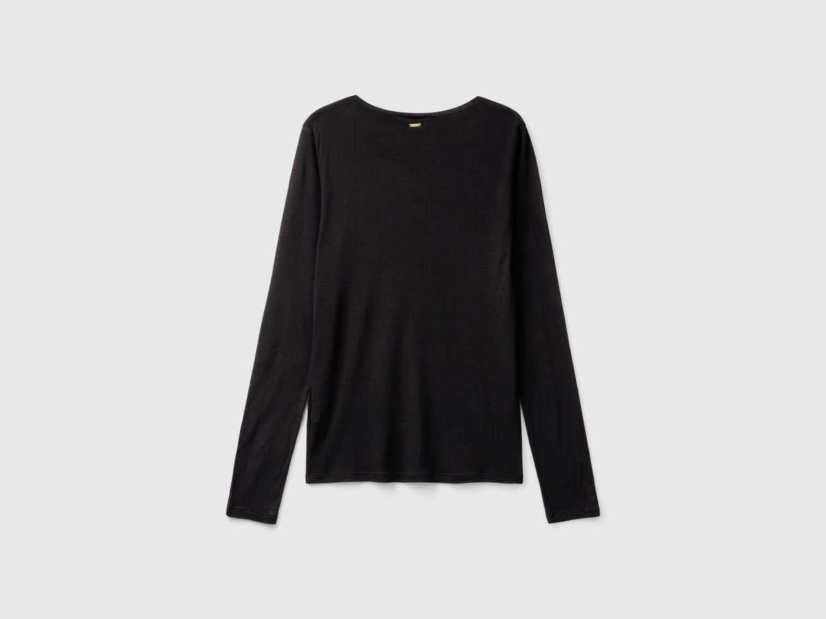 T-shirt in misto viscosa e lana