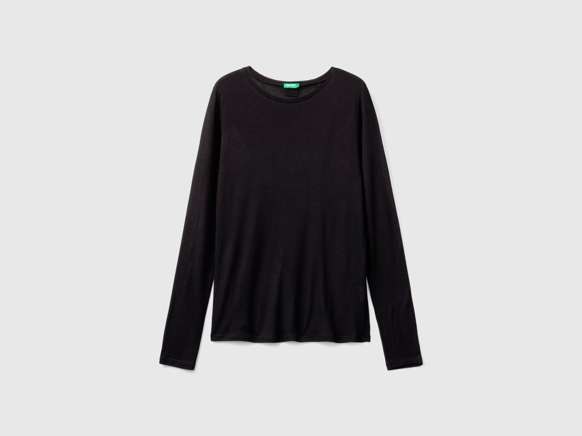 T-shirt in misto viscosa e lana