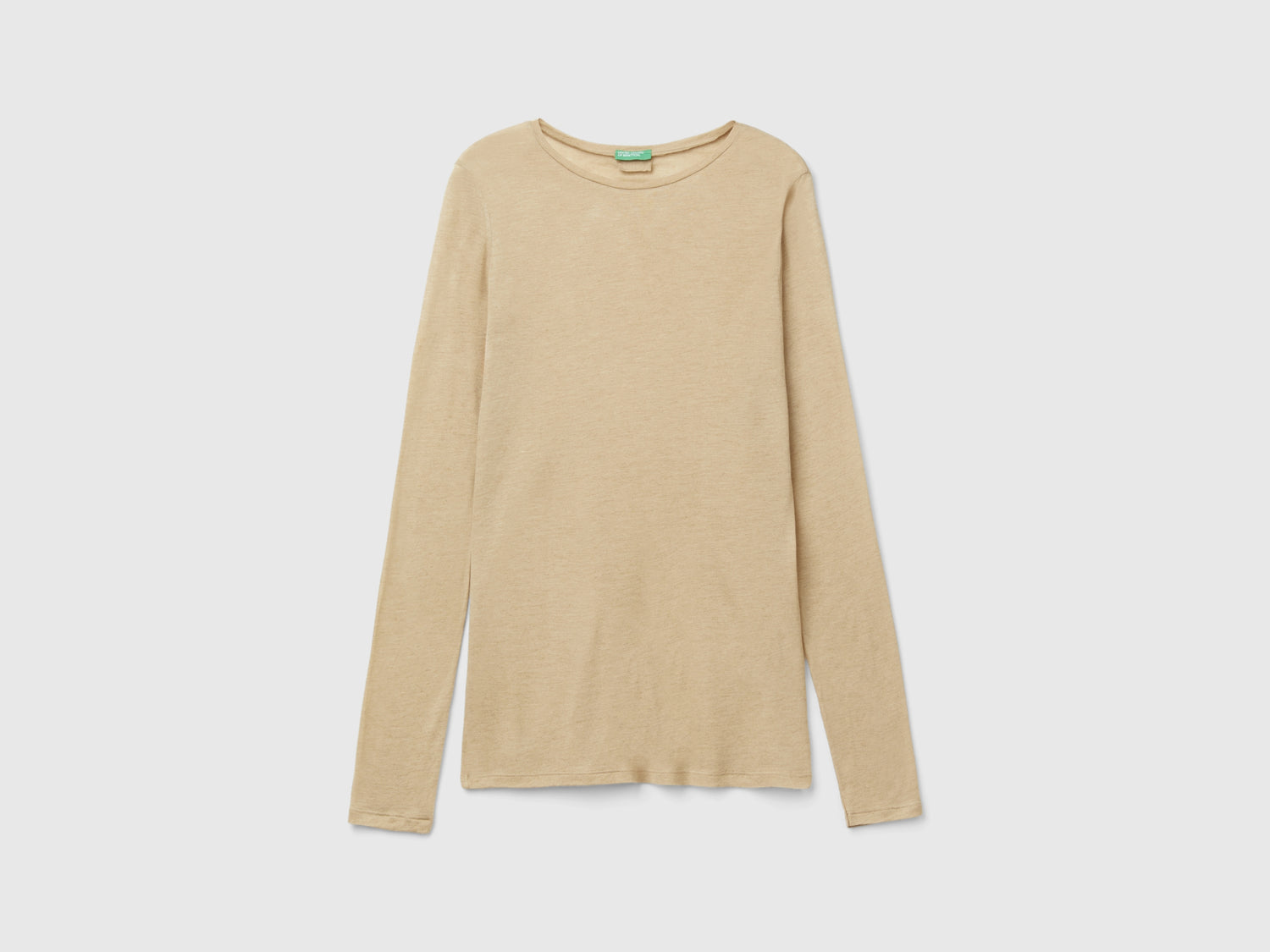 T-shirt in misto viscosa e lana da donna cammello | Benetton Outlet
