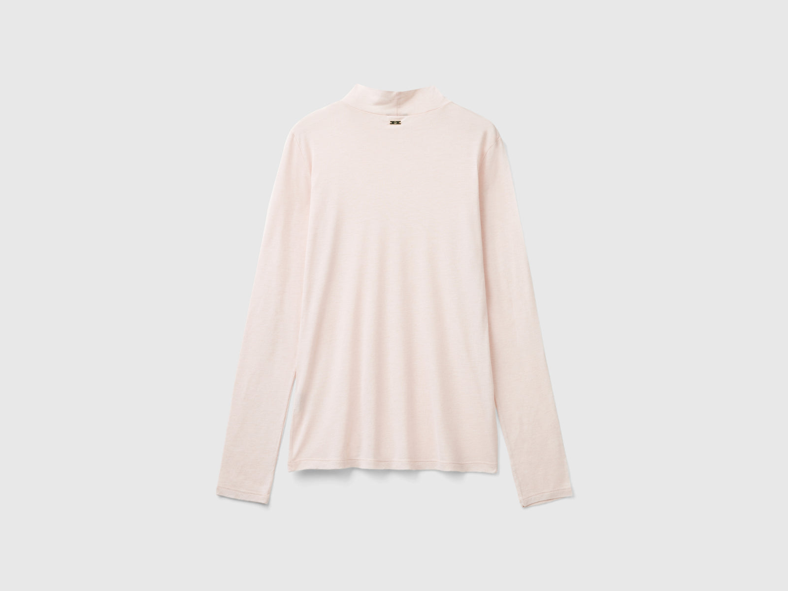 T-shirt dolcevita in misto viscosa e lana da donna rosa tenue 2 | Benetton Outlet
