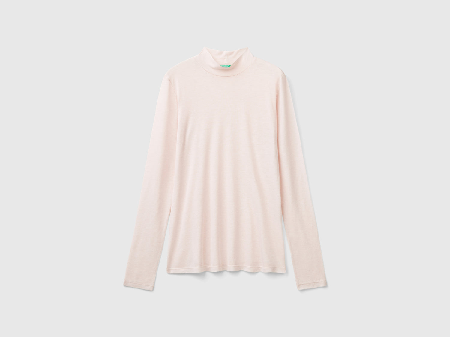 T-shirt dolcevita in misto viscosa e lana da donna rosa tenue | Benetton Outlet