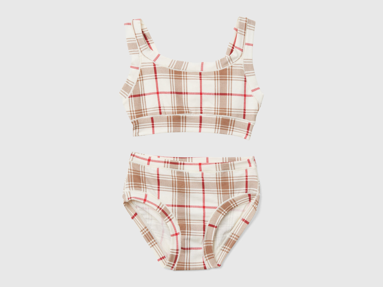 Completo top e slip a quadri da bambina multi-color | Benetton Outlet