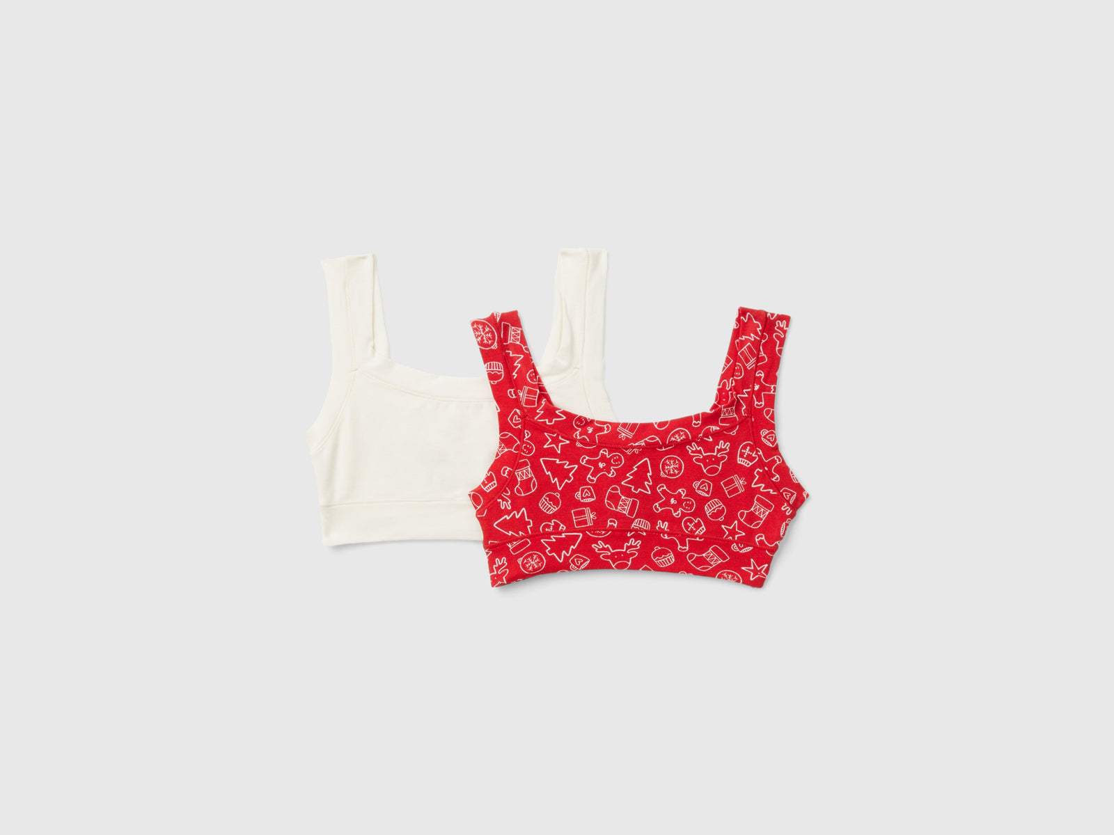 Due brassiere in cotone super stretch da bambina multi-color | Benetton Outlet