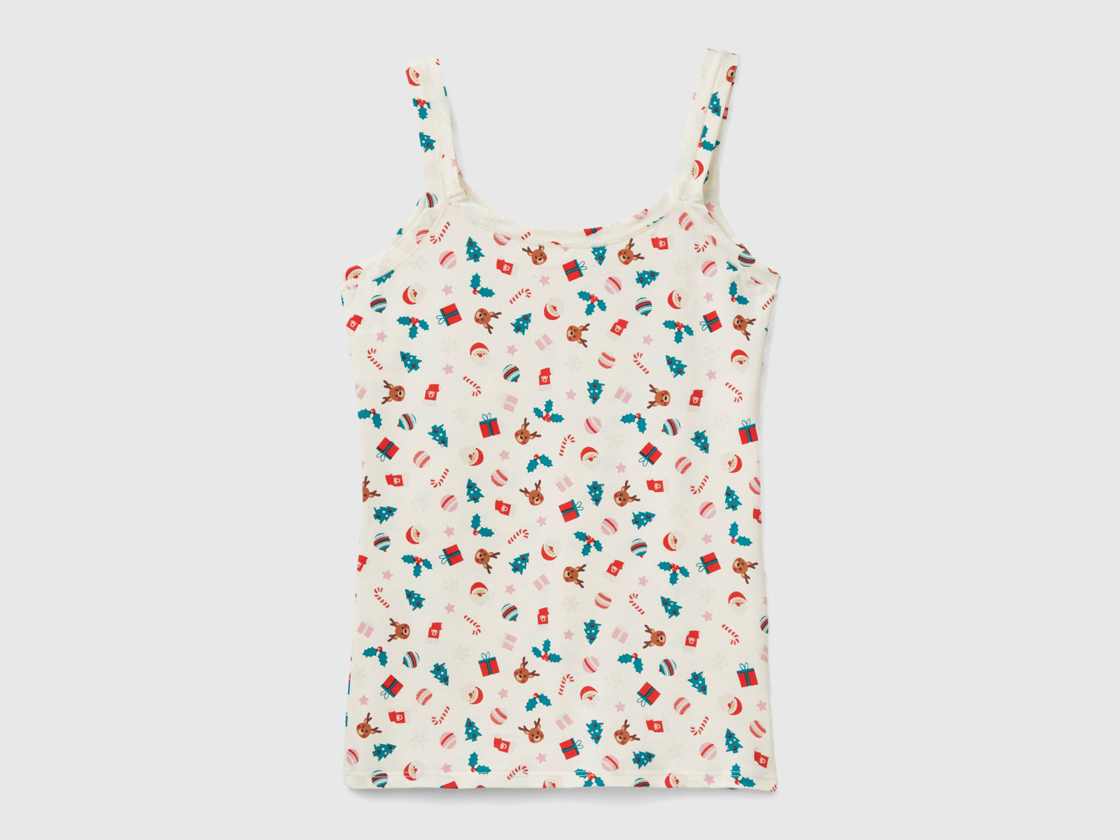 Camiseta de tirantes con estampado navideño da donna multi-color 2 | Benetton Outlet