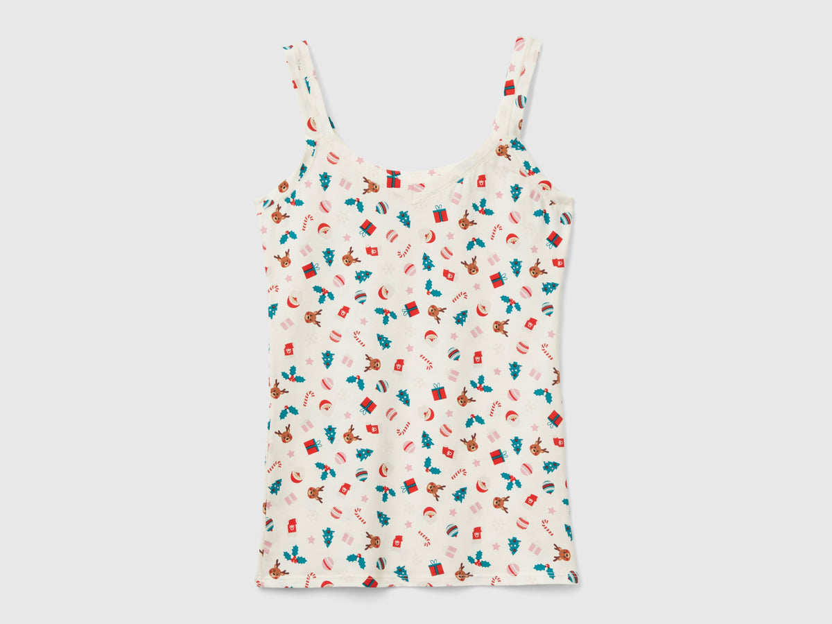 Camiseta de tirantes con estampado navideño