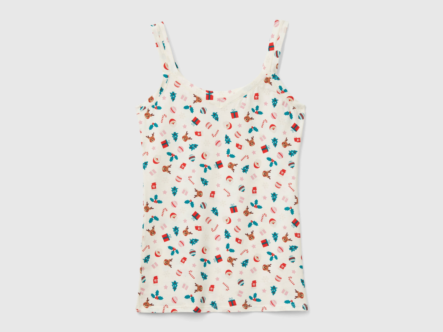 Camiseta de tirantes con estampado navideño da donna multi-color | Benetton Outlet