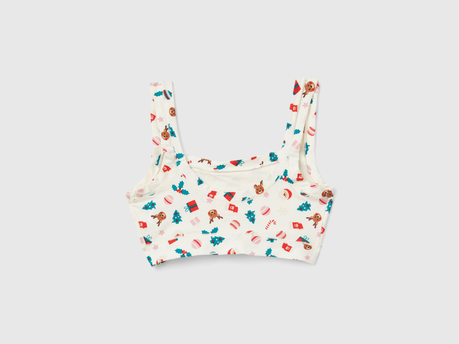 Brassiere con stampa natalizia da donna bianco panna 2 | Benetton Outlet