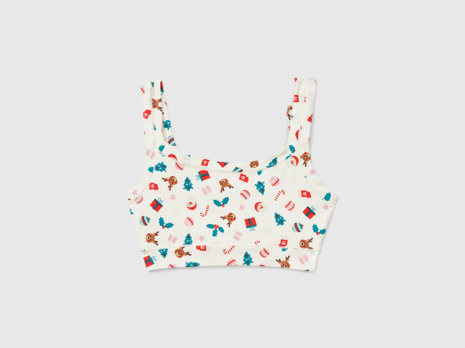 Sujetador con estampado navideño da donna bianco panna | Benetton Outlet