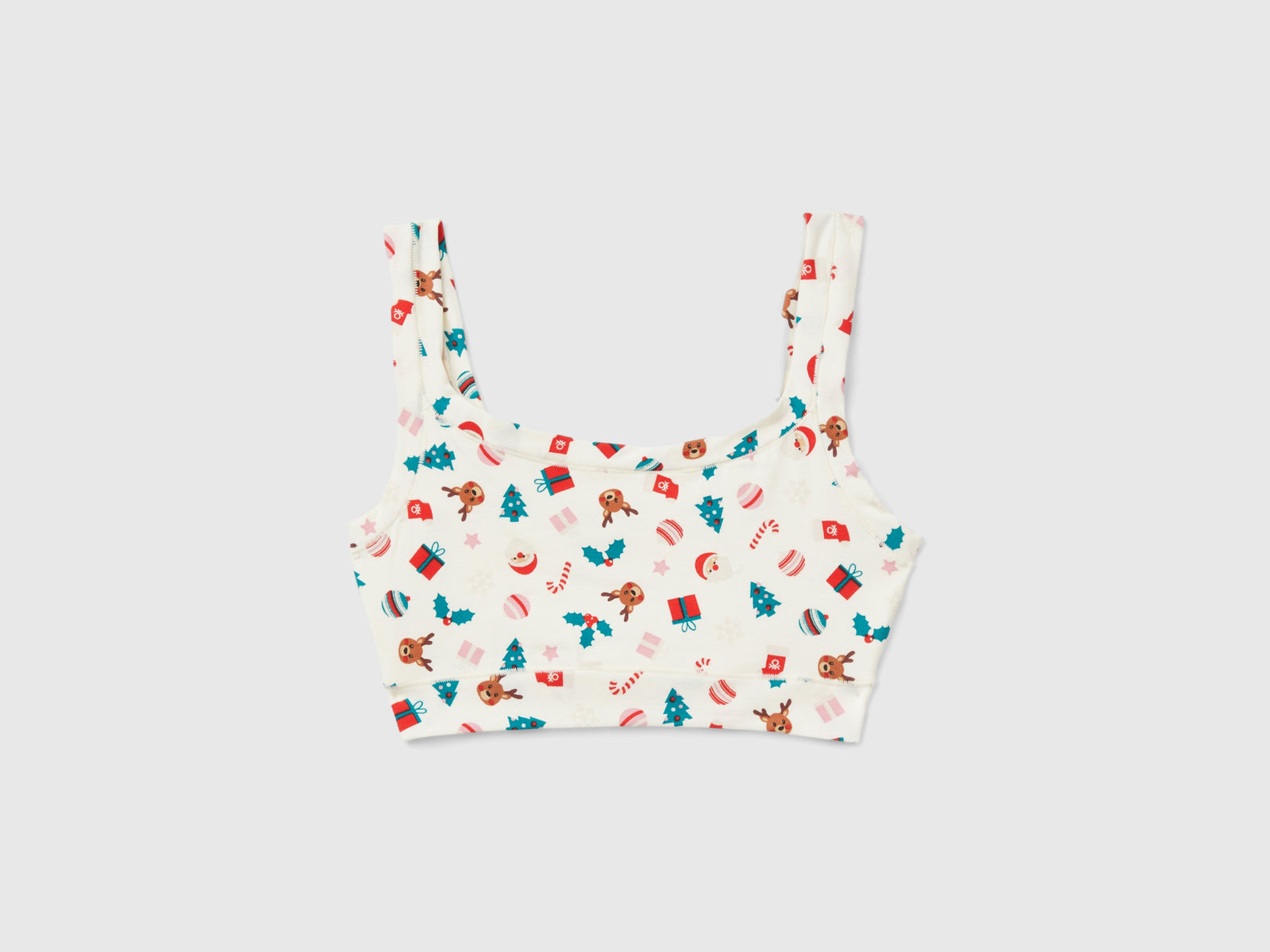 Brassiere con stampa natalizia da donna bianco panna | Benetton Outlet