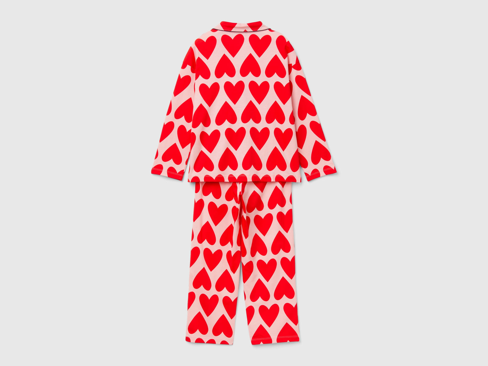 Pigiama con stampa cuori da bambino rosa 2 | Benetton Outlet