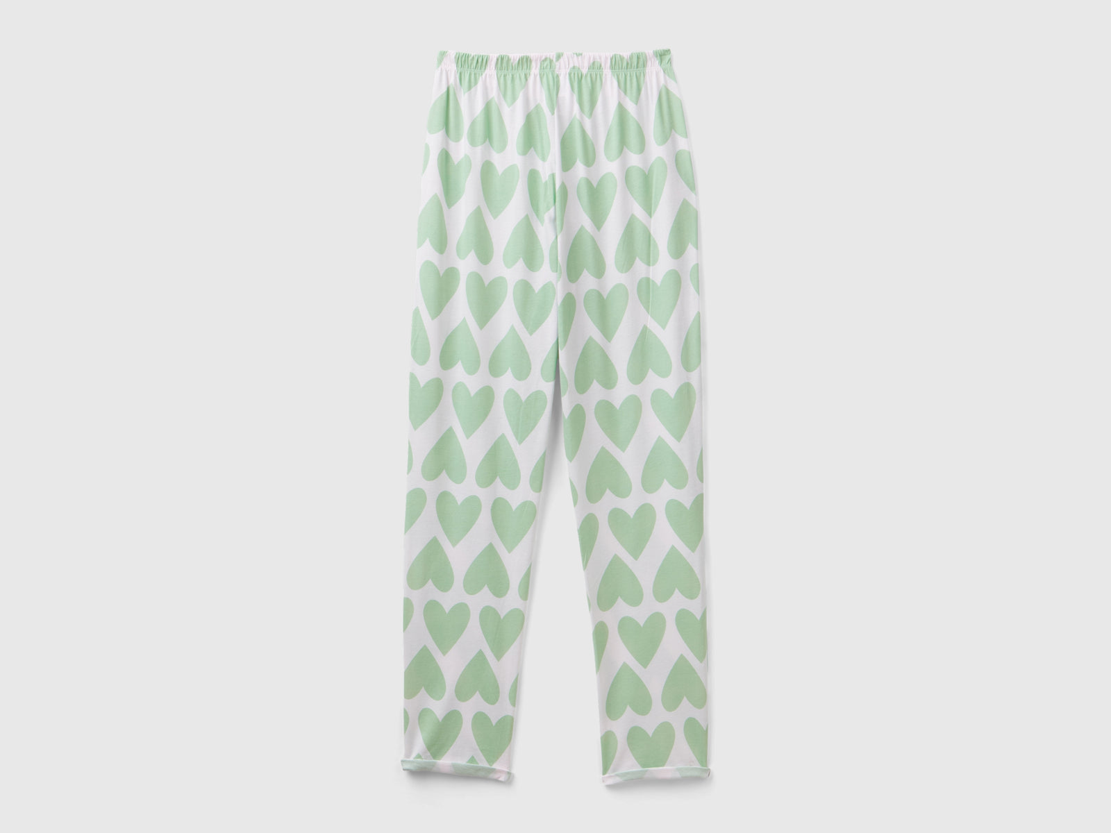 Pantaloni con stampa cuori da donna bianco 2 | Benetton Outlet