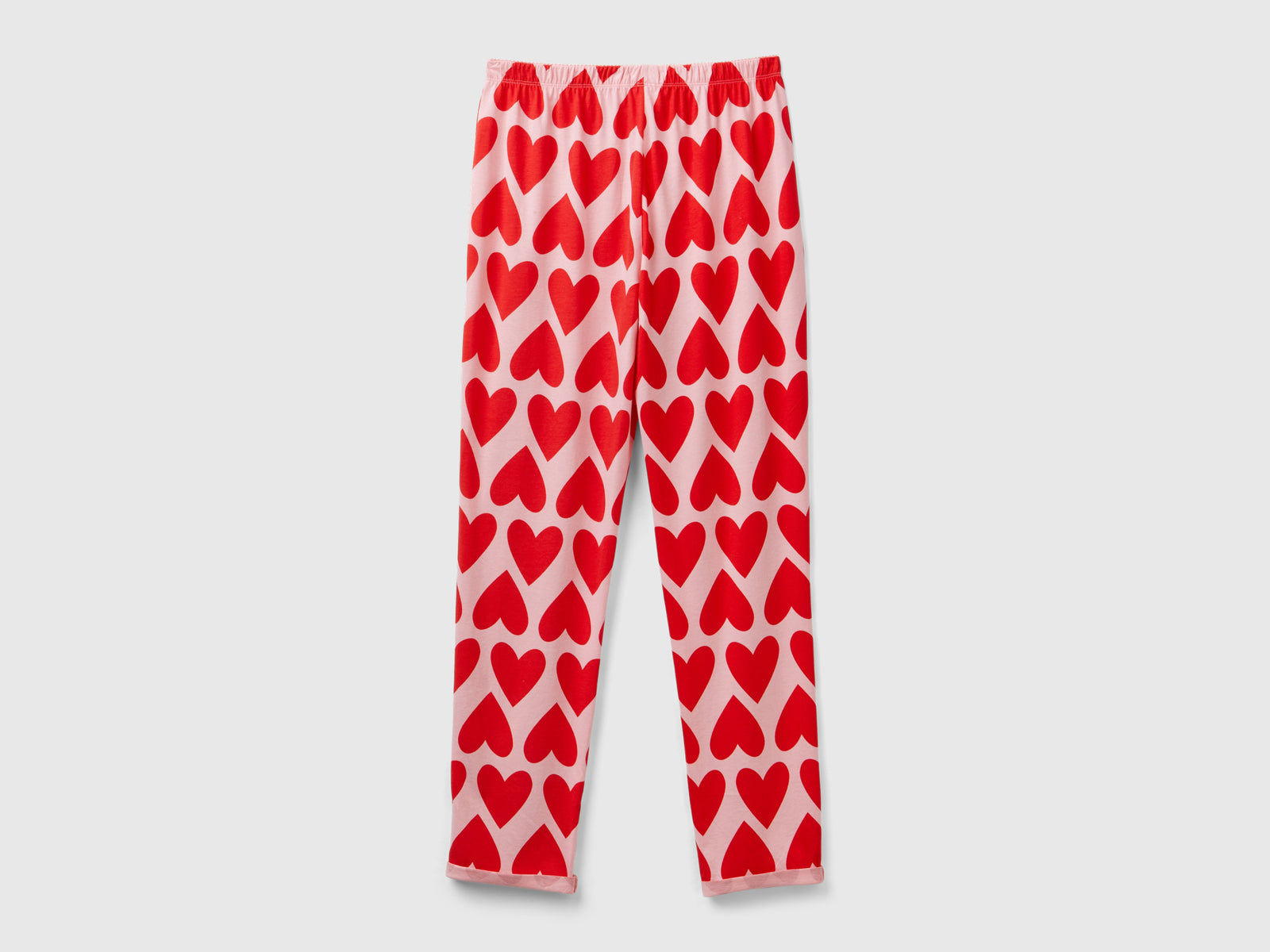 Pantaloni con stampa cuori da donna rosa tenue 2 | Benetton Outlet