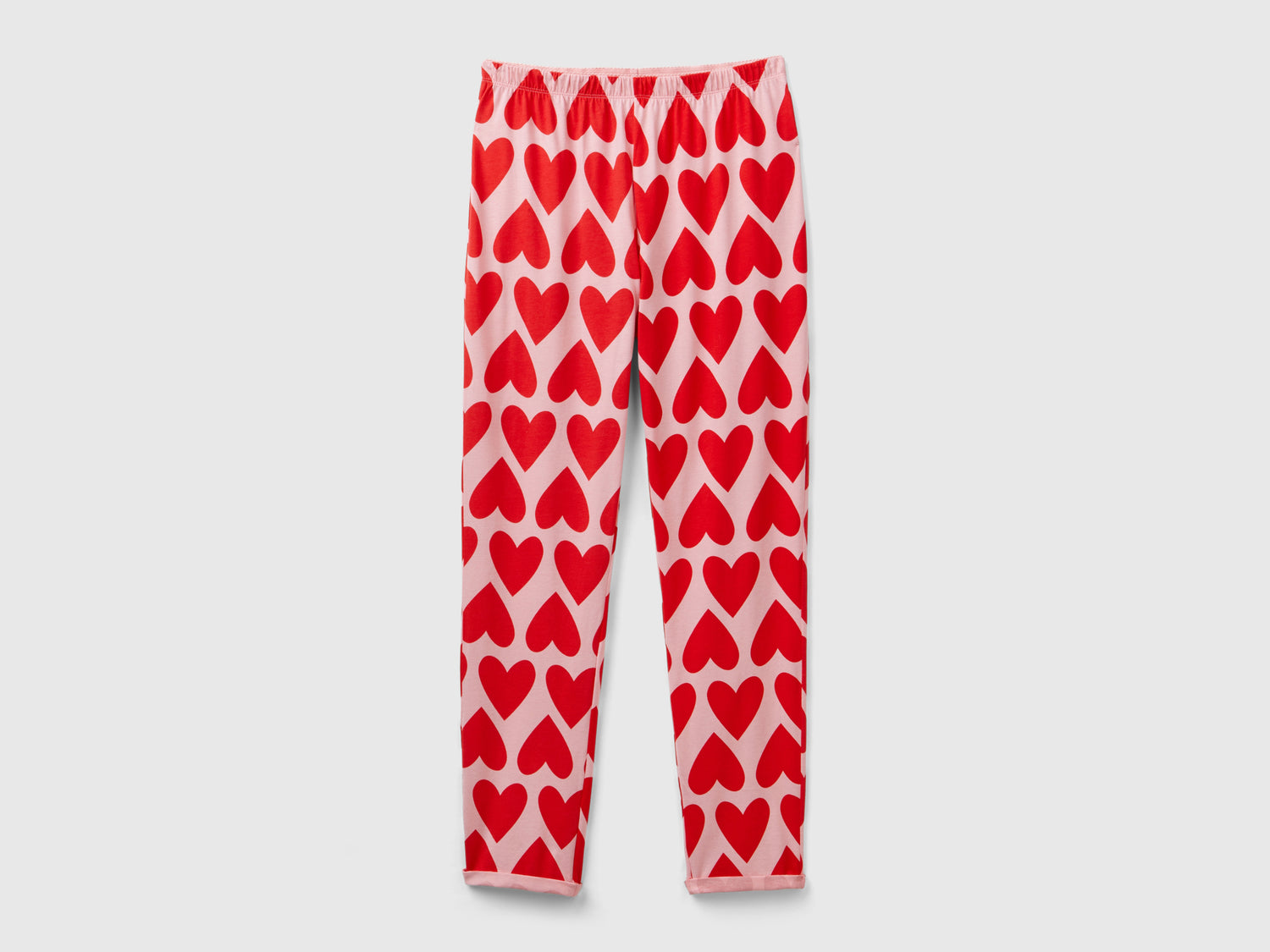 Pantaloni con stampa cuori da donna rosa tenue | Benetton Outlet