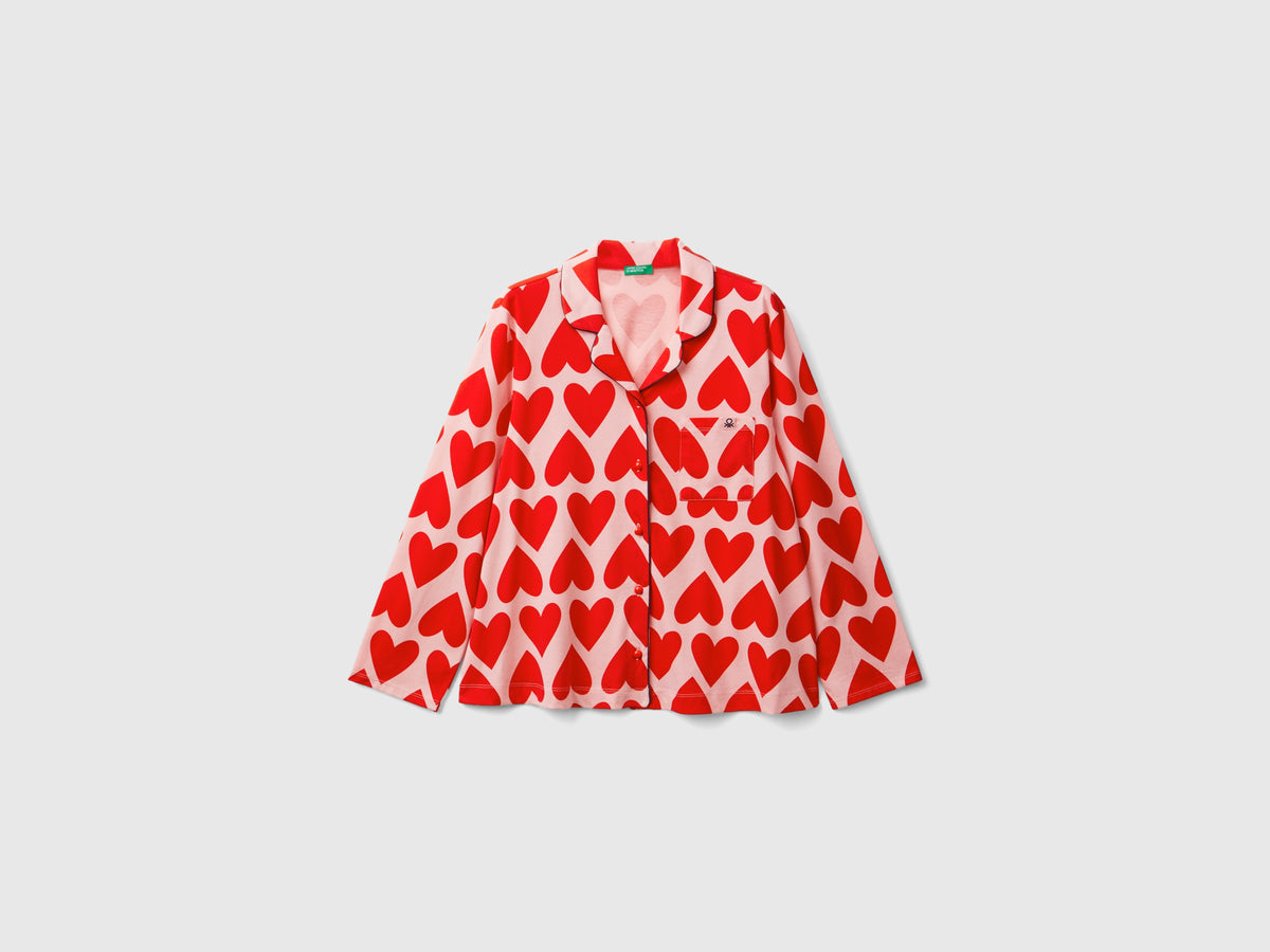 Chaqueta de pijama con estampado de corazones