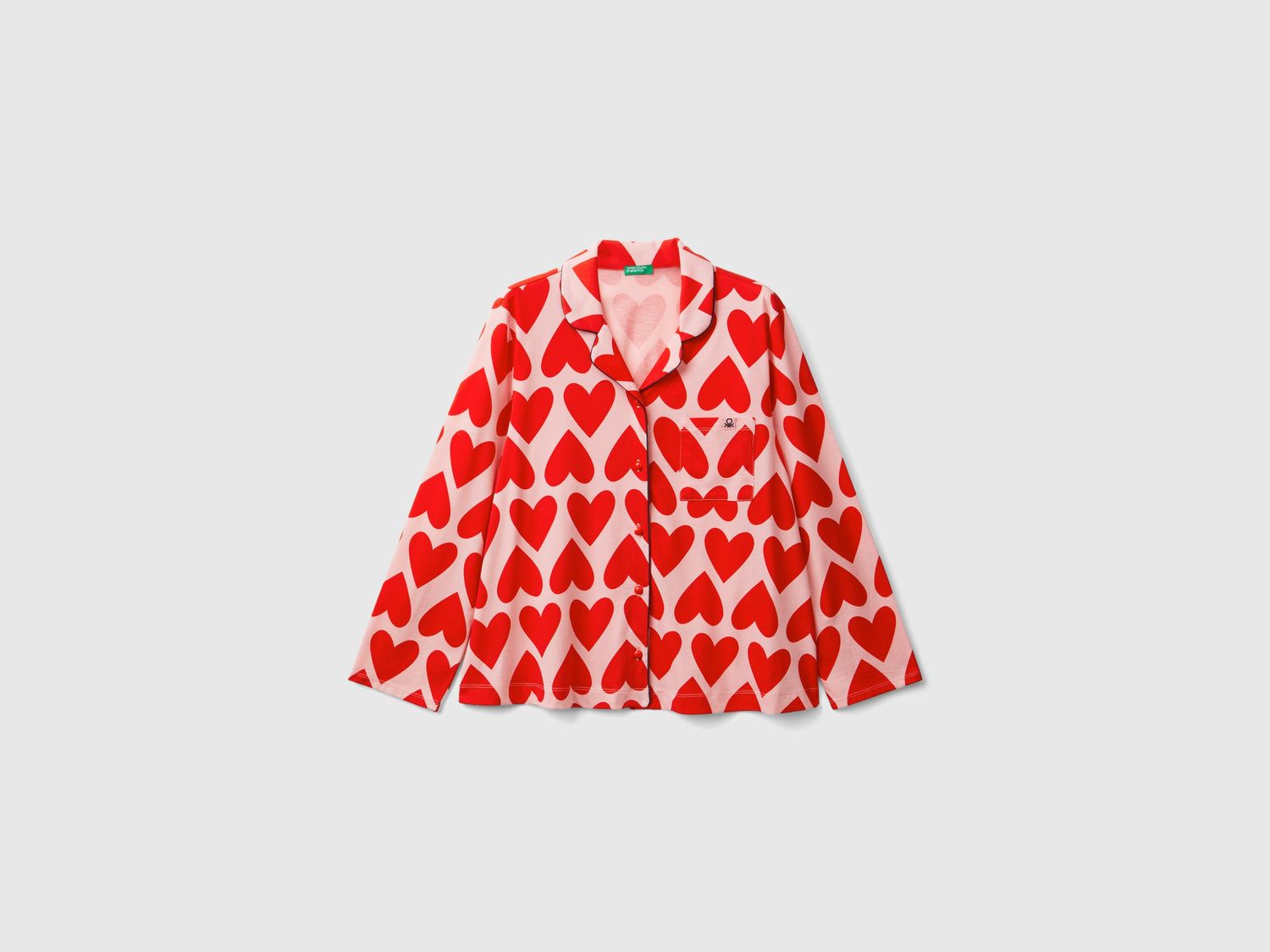 Chaqueta de pijama con estampado de corazones da donna rosa tenue | Benetton Outlet