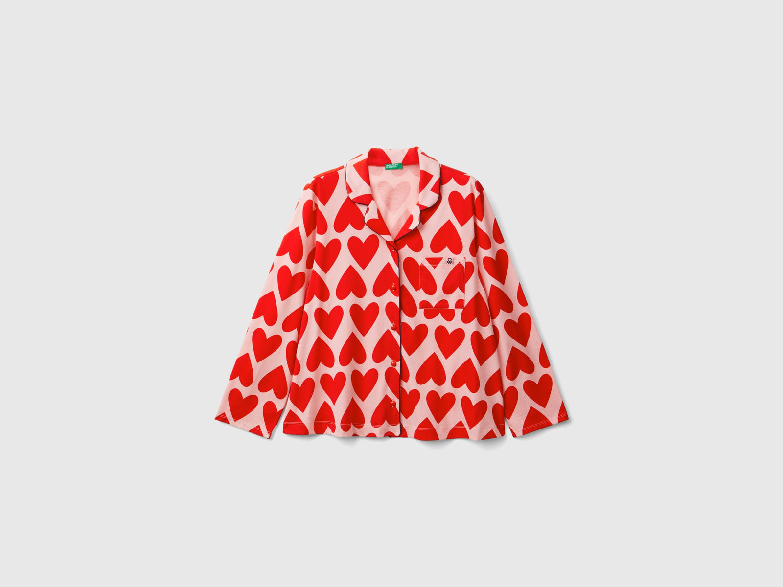Chaqueta de pijama con estampado de corazones da donna rosa tenue | Benetton Outlet