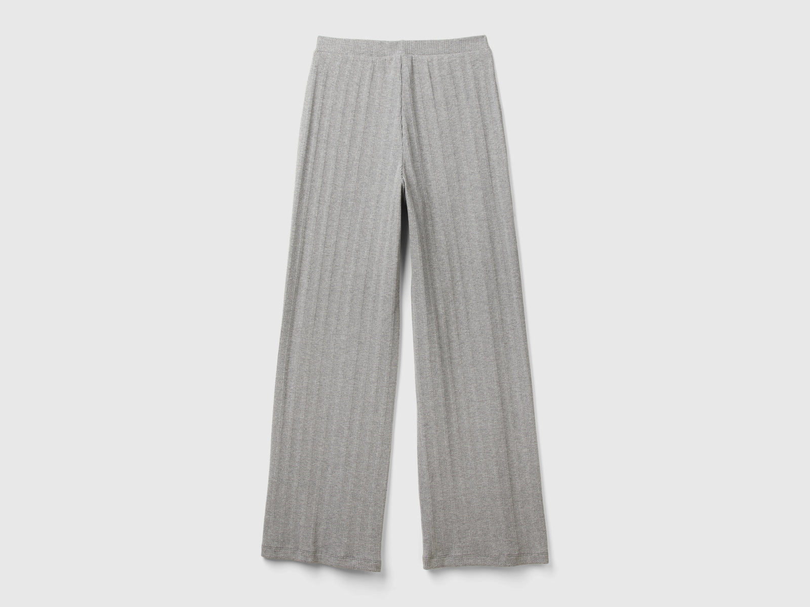 Pantaloni effetto maglia da donna grigio chiaro 2 | Benetton Outlet