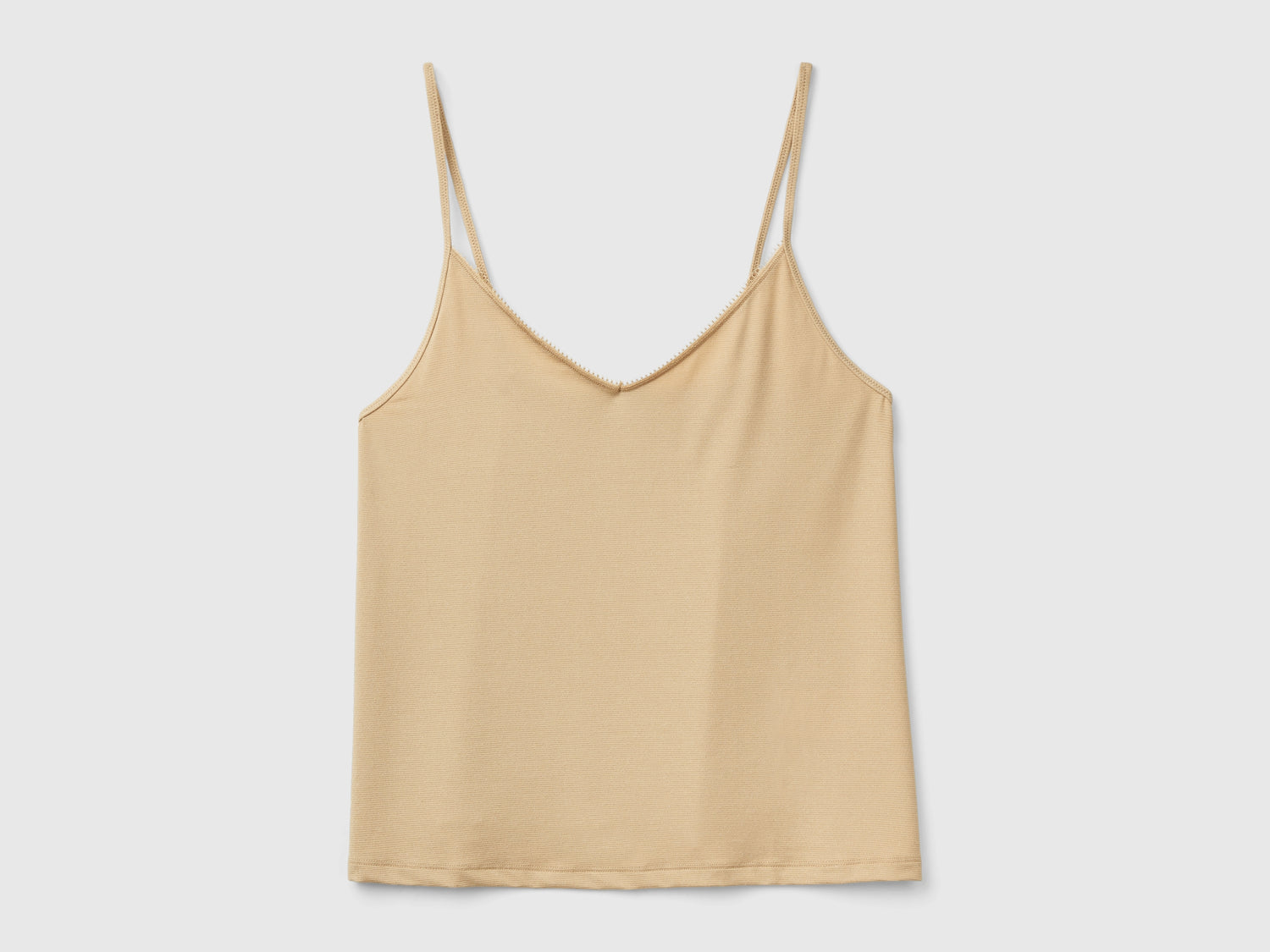 Camiseta de tirantes con lurex da donna beige | Benetton Outlet
