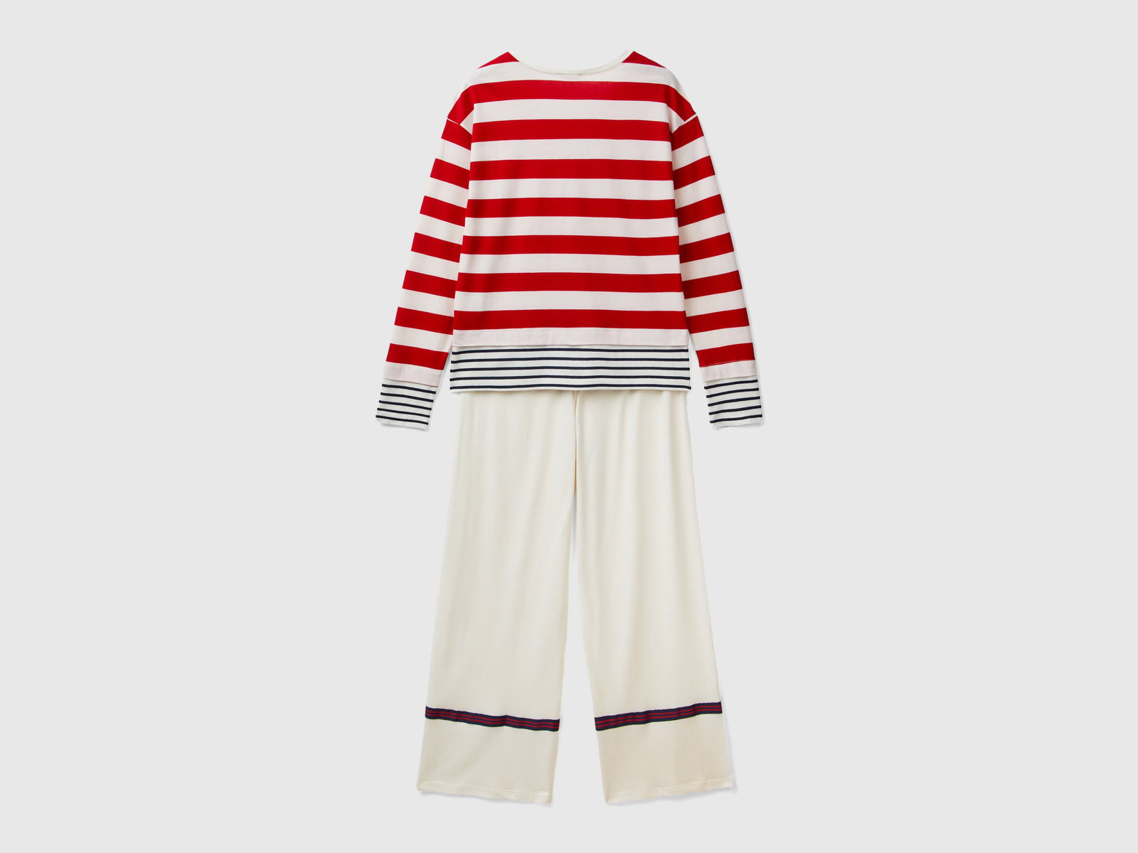 Pigiama a righe in misto viscosa da donna multi-color 2 | Benetton Outlet