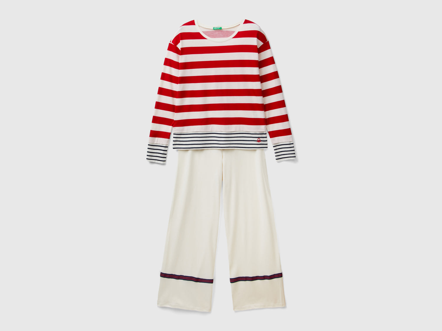 Pigiama a righe in misto viscosa da donna multi-color | Benetton Outlet