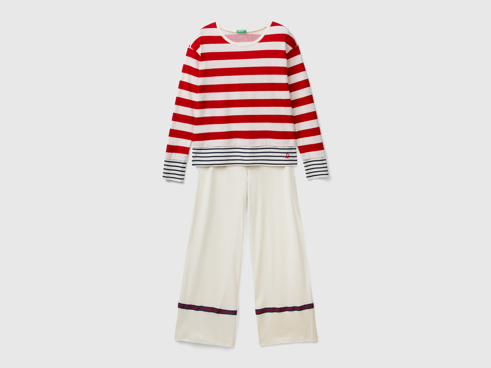 Pigiama a righe in misto viscosa da donna multi-color | Benetton Outlet