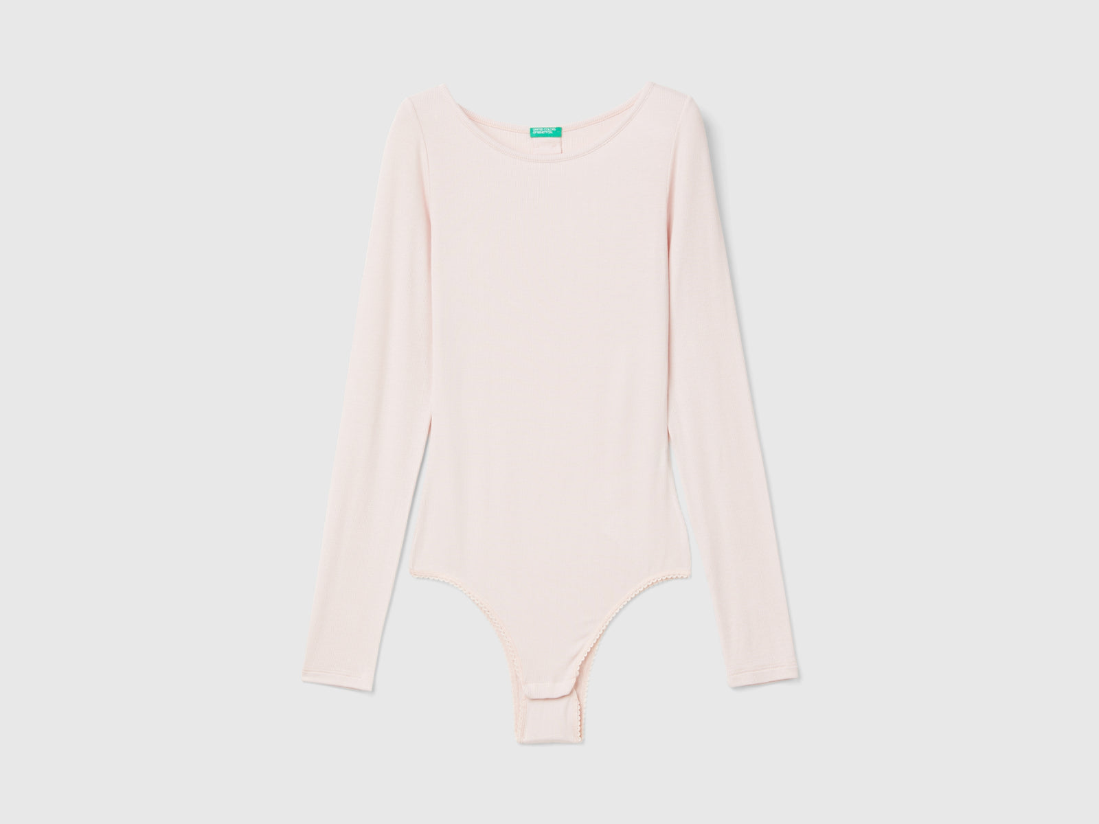 Body a manica lunga in viscosa da donna rosa tenue | Benetton Outlet