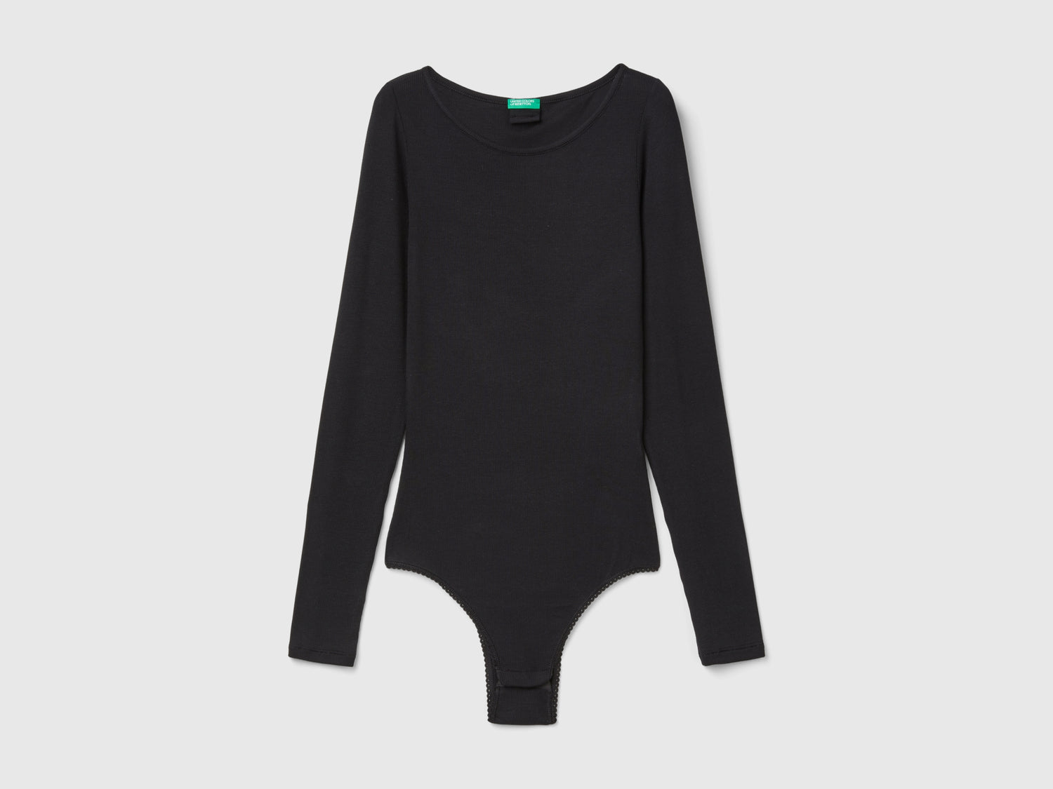 Body de viscosa de manga larga da donna nero | Benetton Outlet