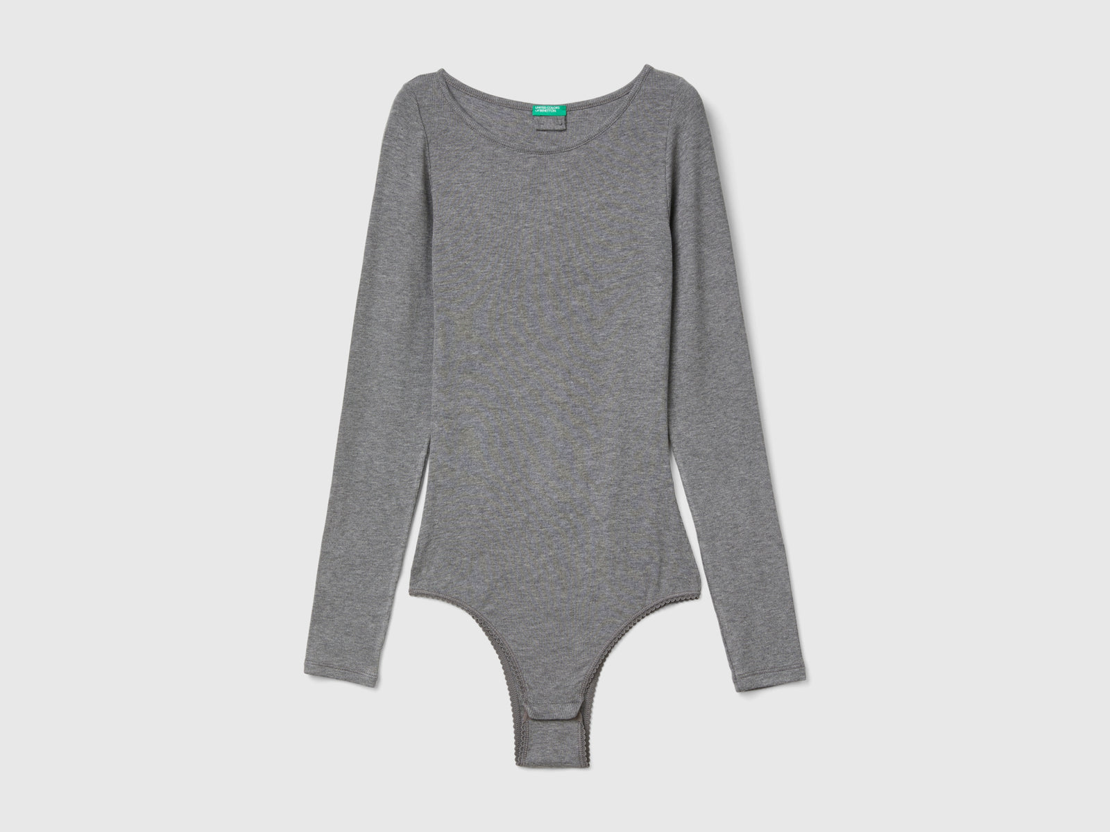 Body a manica lunga in viscosa da donna grigio scuro | Benetton Outlet