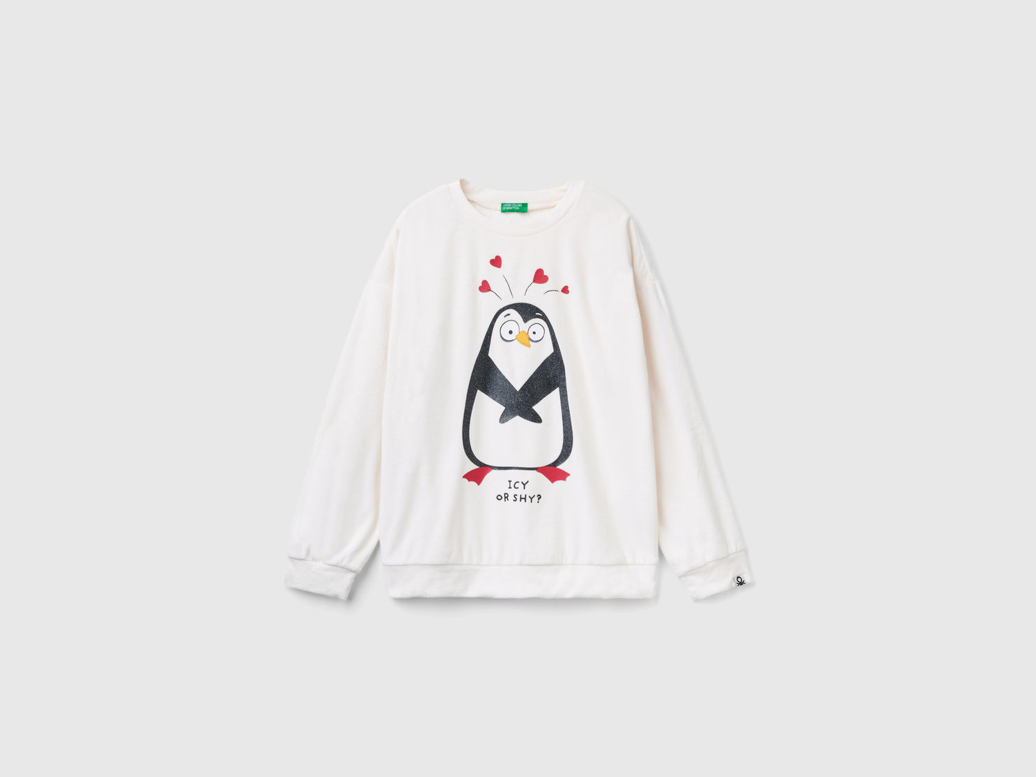 Suéter con estampado de pingüinos da donna bianco panna | Benetton Outlet