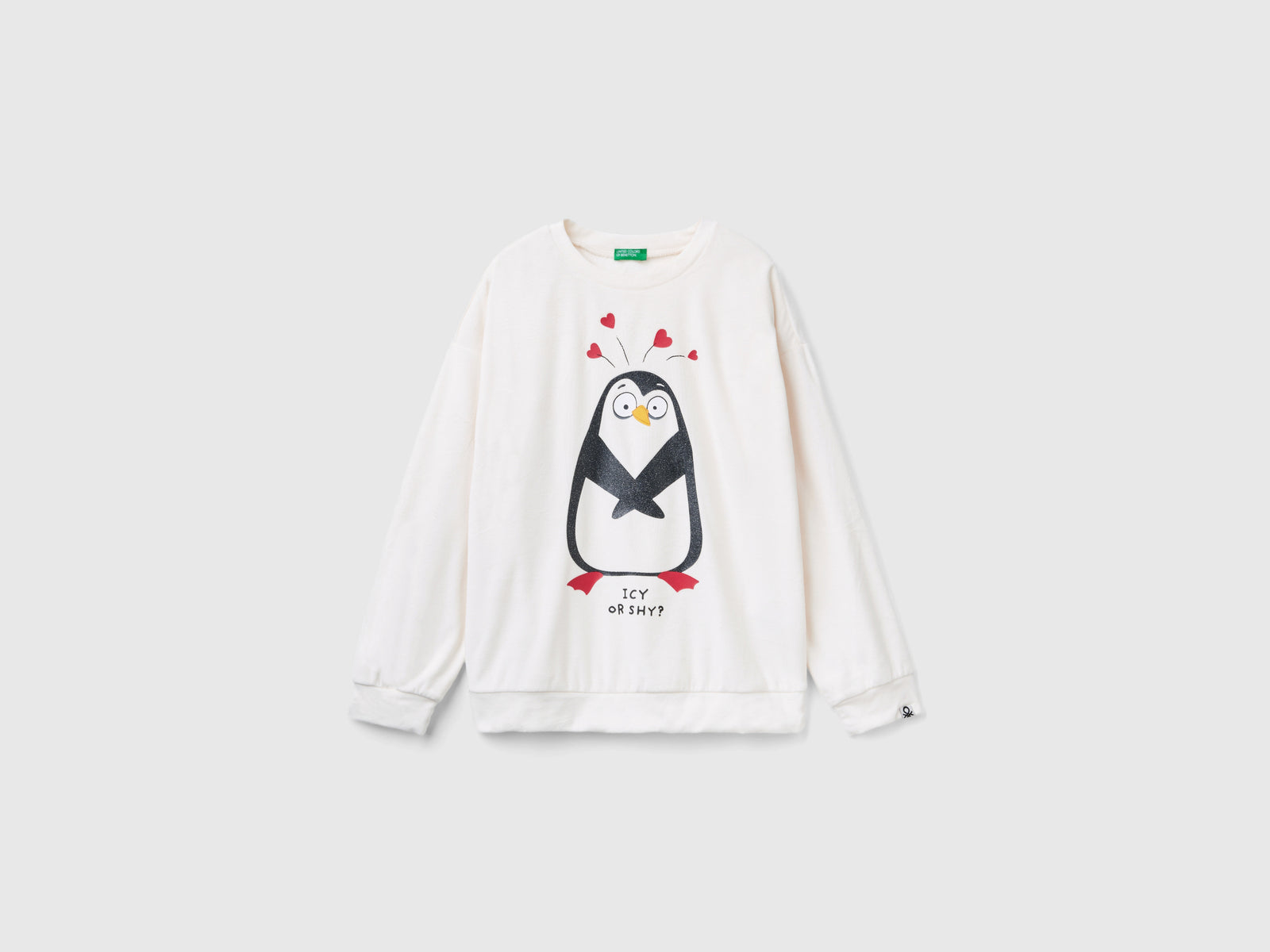 Suéter con estampado de pingüinos da donna bianco panna | Benetton Outlet