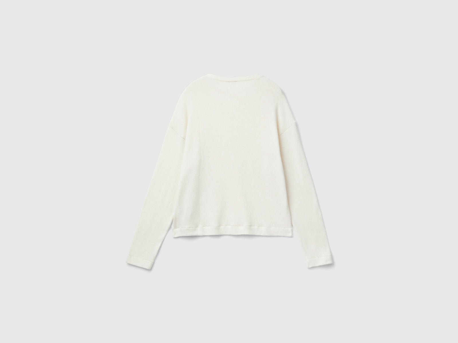 Maglia in caldo cotone stretch da donna bianco panna 2 | Benetton Outlet