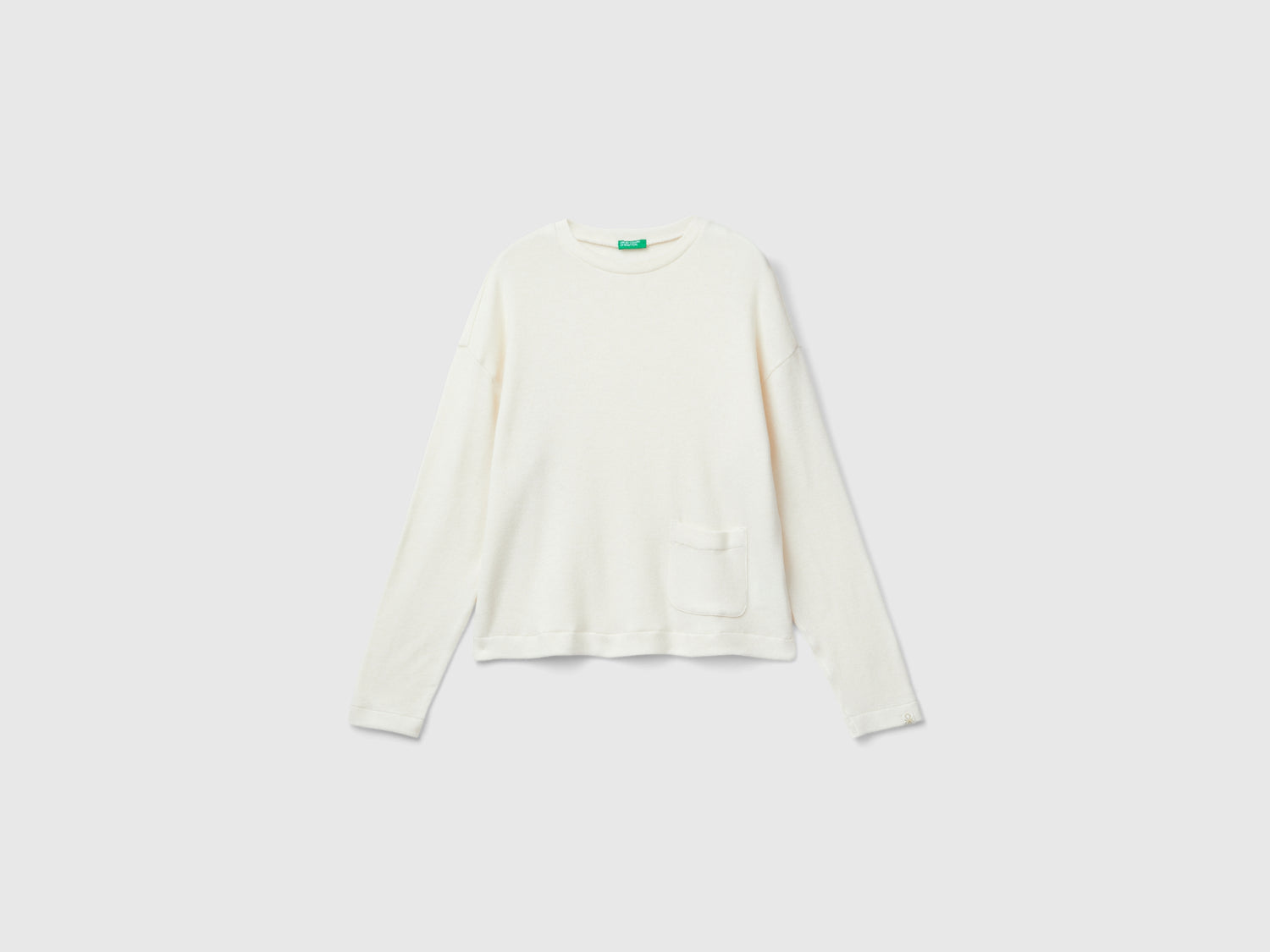 Maglia in caldo cotone stretch da donna bianco panna | Benetton Outlet