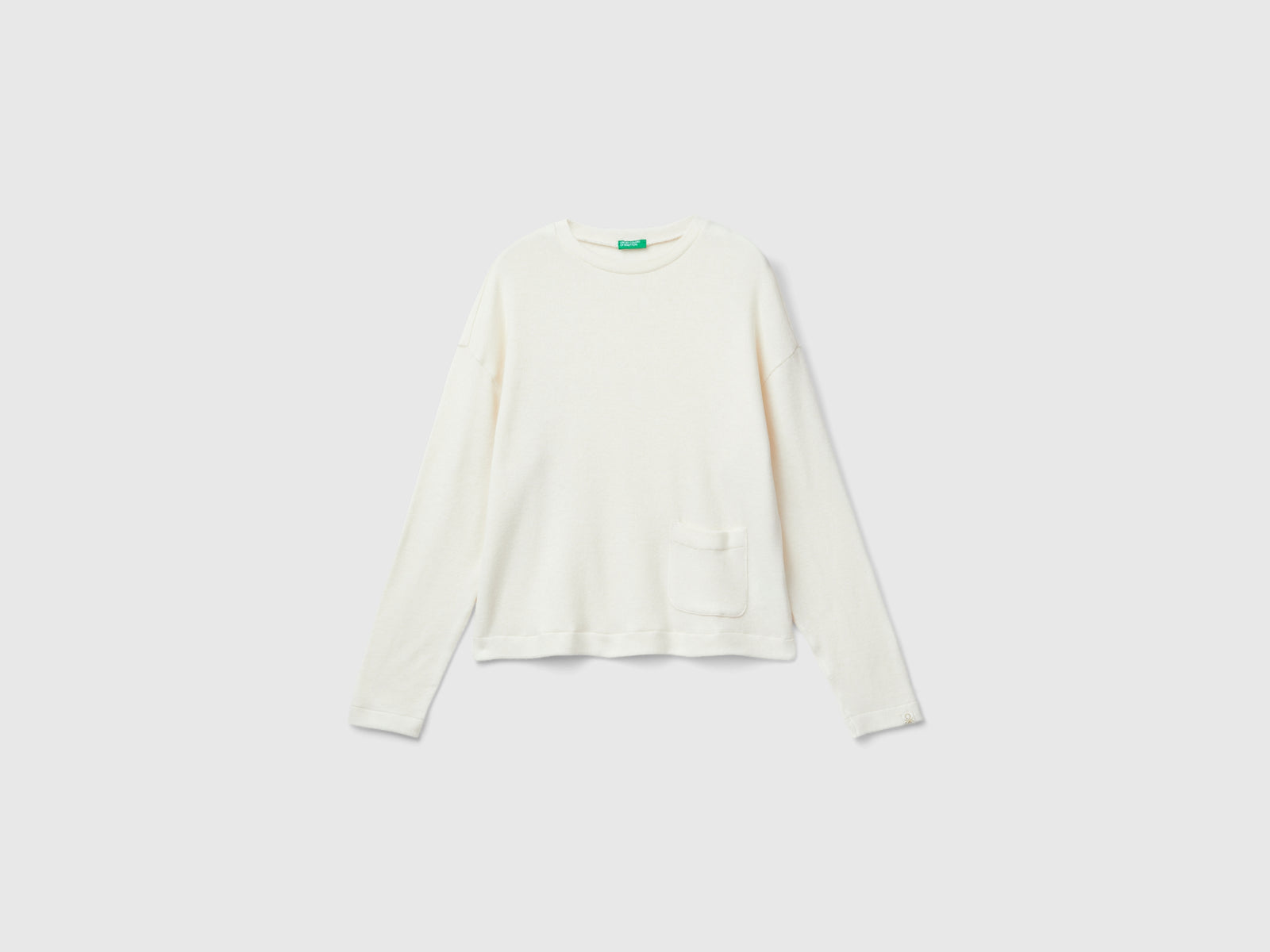 Maglia in caldo cotone stretch da donna bianco panna | Benetton Outlet