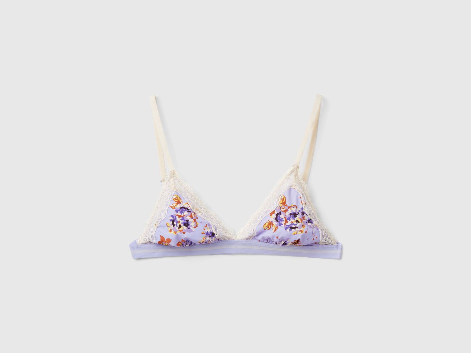 Reggiseno a triangolo con stampa fiori da donna lilla | Benetton Outlet