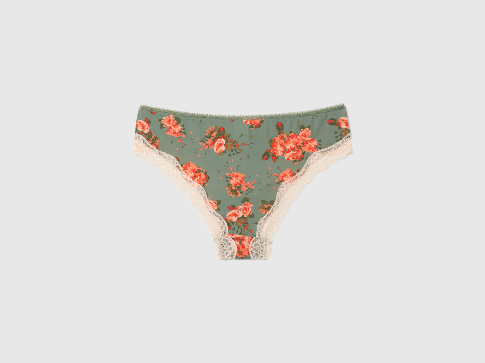 Slip in charmeuse con stampa fiori da donna verde chiaro 2 | Benetton Outlet