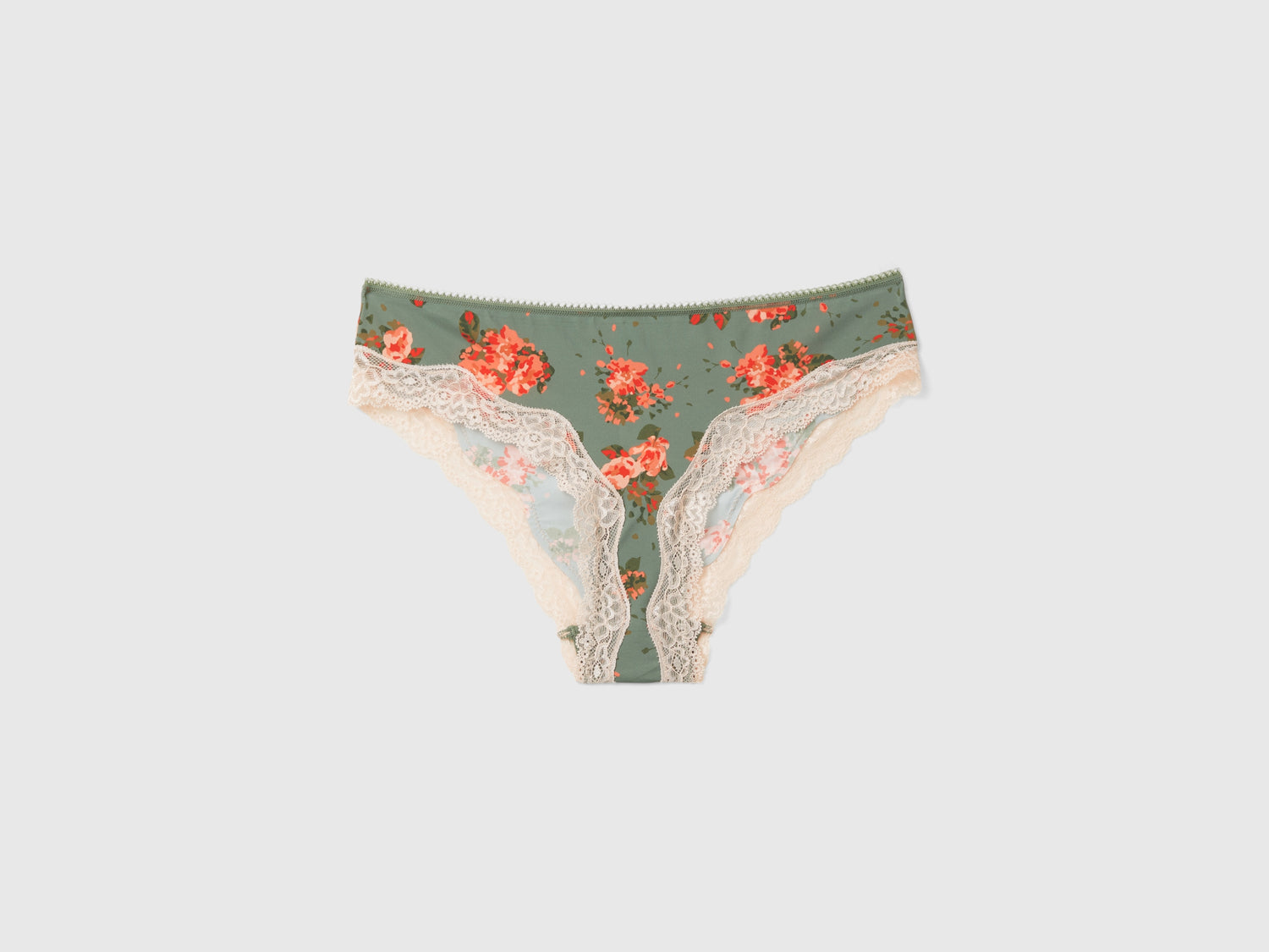 Slip in charmeuse con stampa fiori da donna verde chiaro | Benetton Outlet