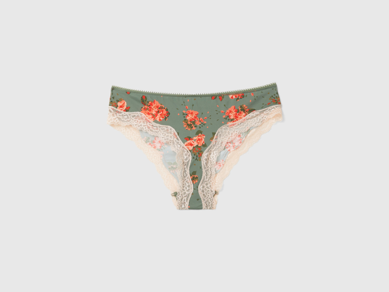 Slip in charmeuse con stampa fiori da donna verde chiaro | Benetton Outlet
