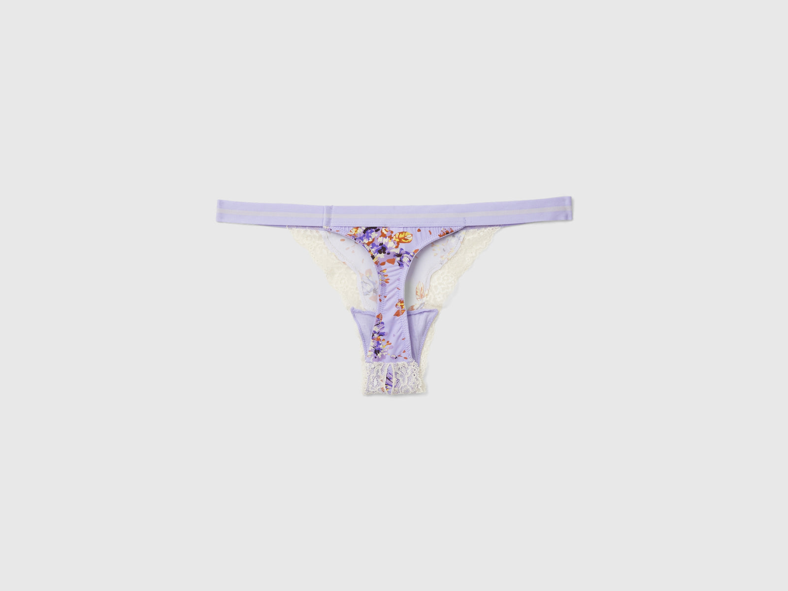 Perizoma in charmeuse con stampa fiori da donna lilla 2 | Benetton Outlet