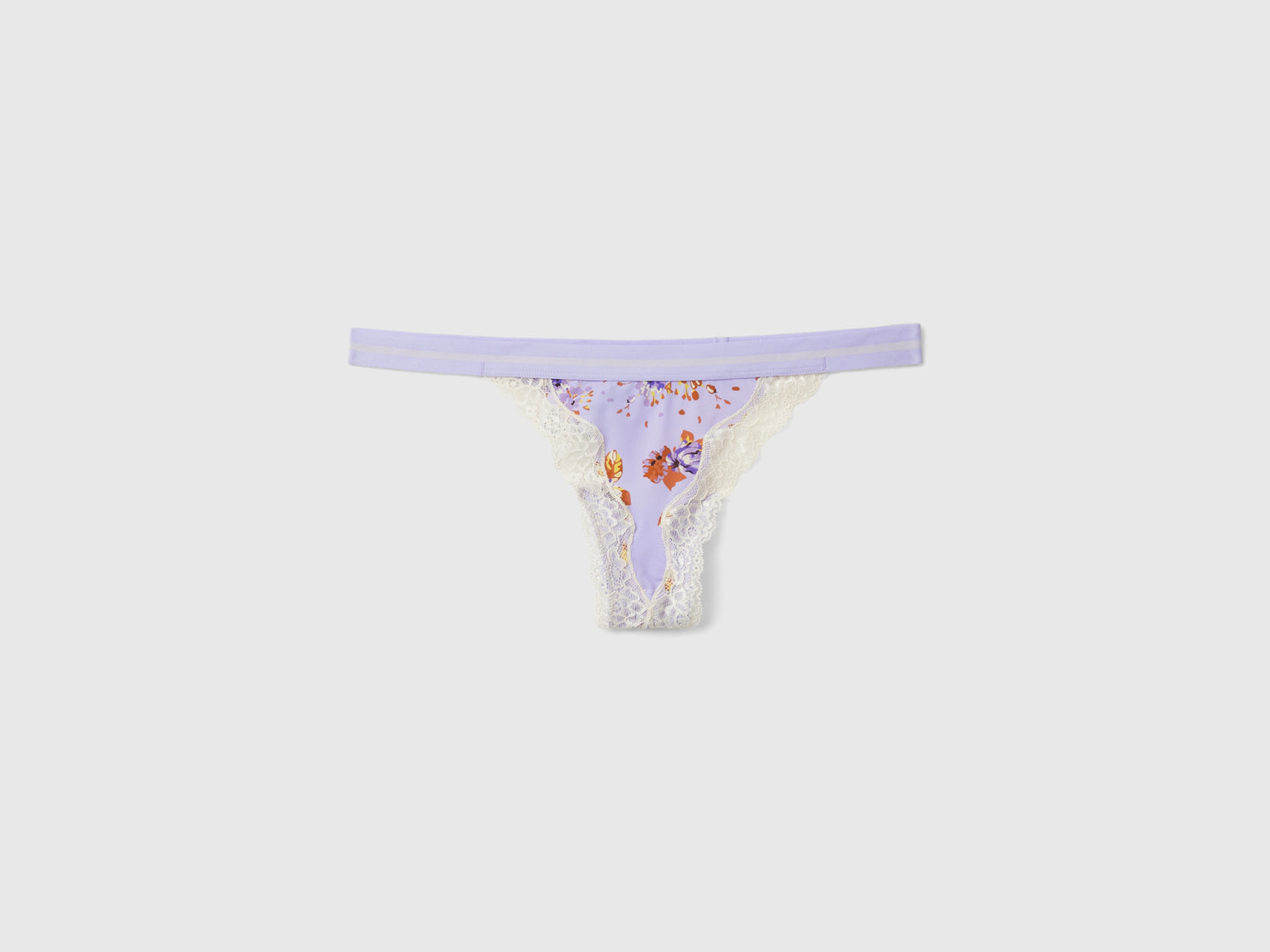 Perizoma in charmeuse con stampa fiori da donna lilla | Benetton Outlet
