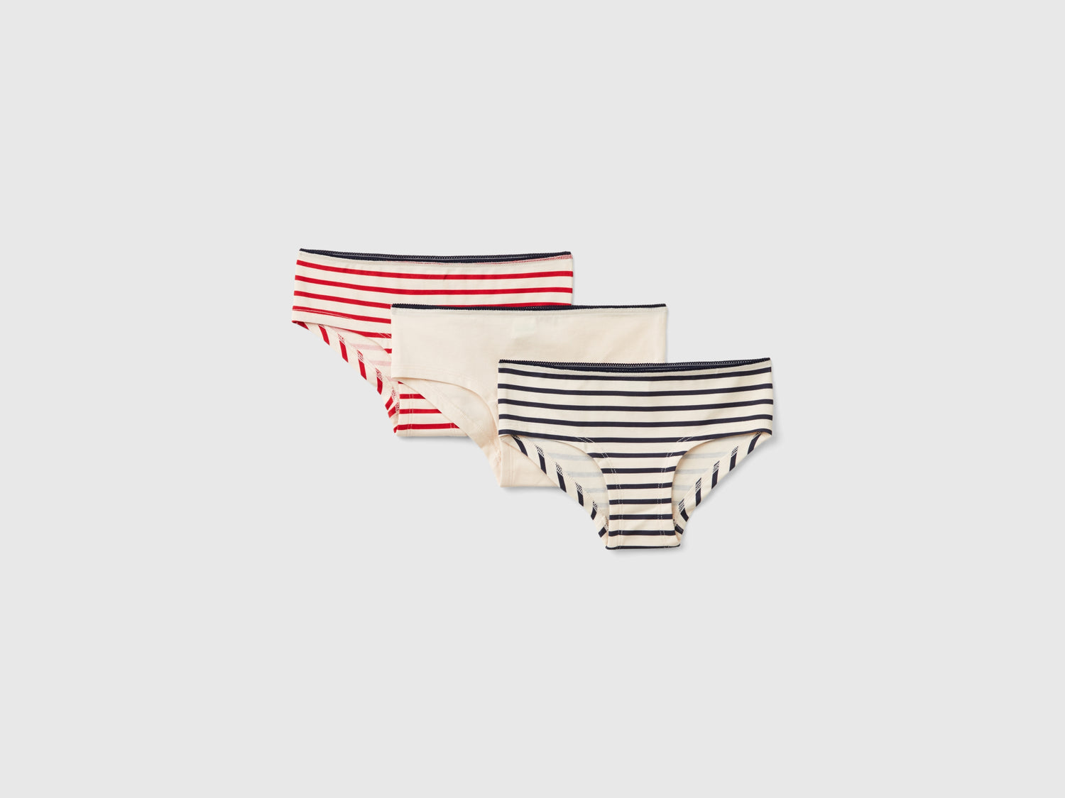 Tre culotte in cotone stretch da bambina multi-color | Benetton Outlet