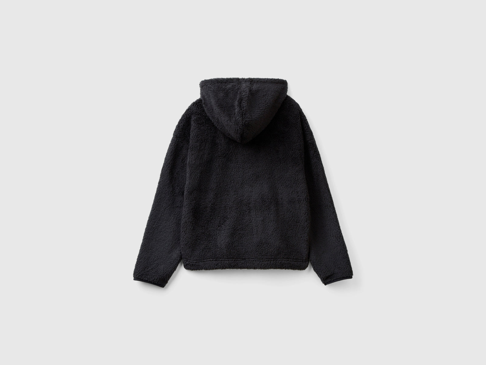 Maglia con cappuccio in pelliccia sintetica da donna nero 2 | Benetton Outlet