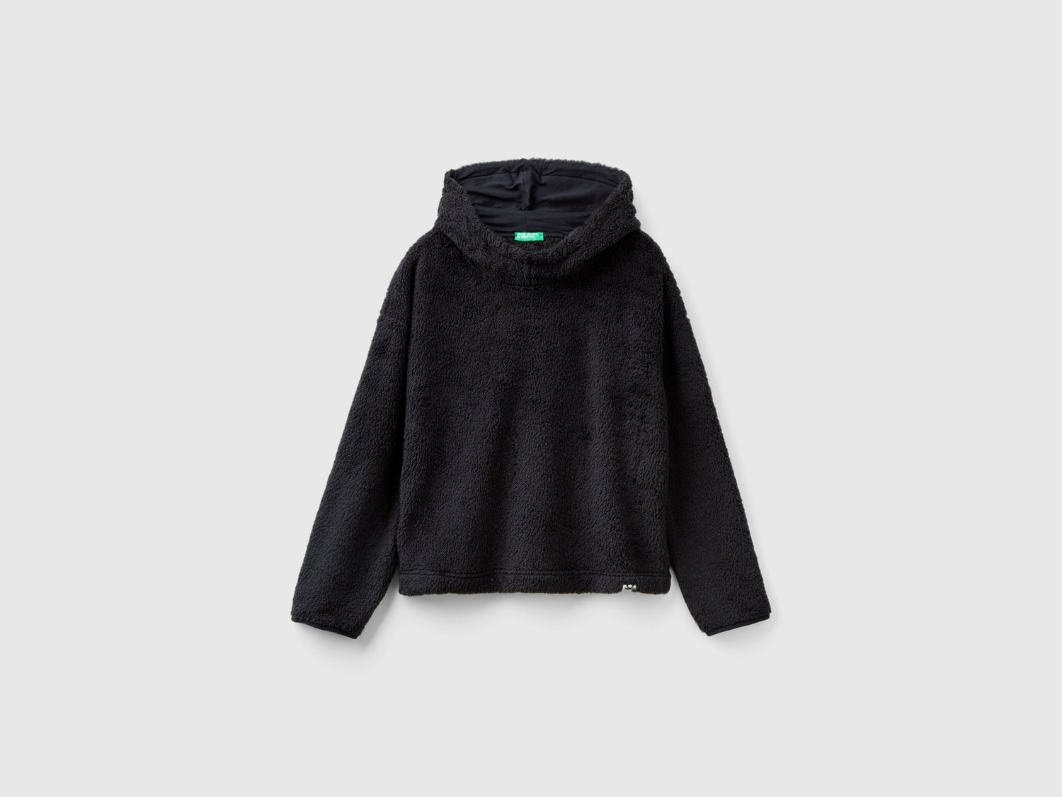 Maglia con cappuccio in pelliccia sintetica da donna nero | Benetton Outlet