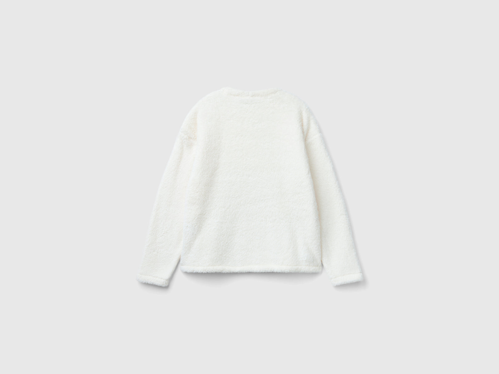 Maglia con patch biscotto in pelliccetta da donna bianco panna 2 | Benetton Outlet