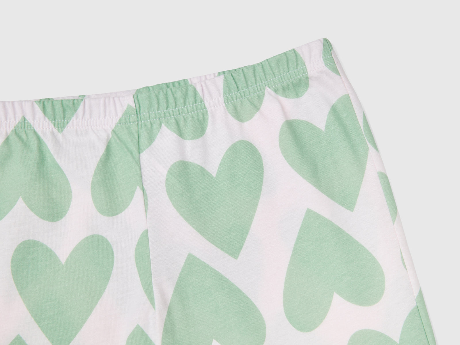 Pigiama a cuori in cotone a fibra lunga da bambina rosa tenue 3 | Benetton Outlet