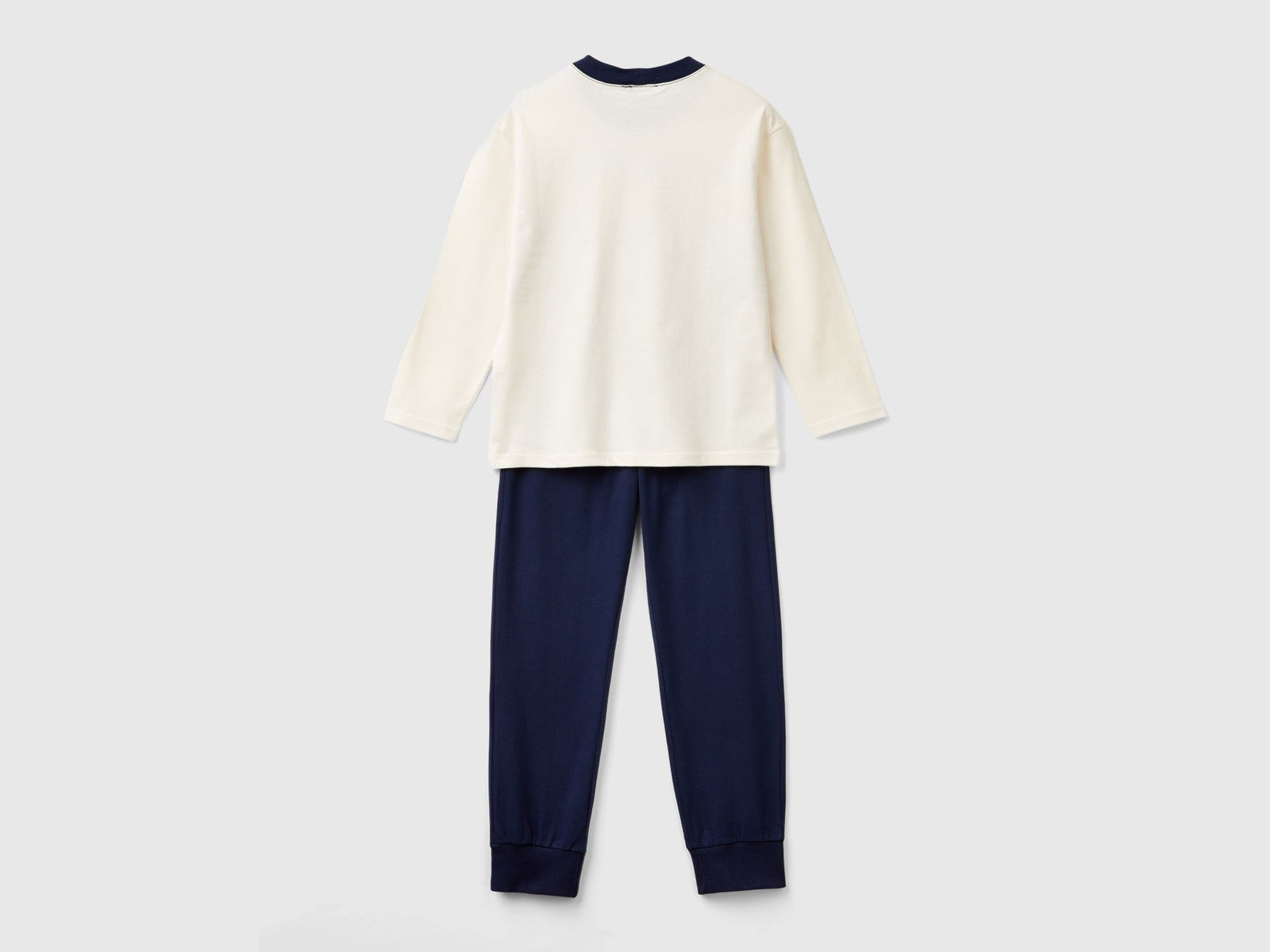 Pigiama in cotone a fibra lunga da bambino bianco panna 2 | Benetton Outlet
