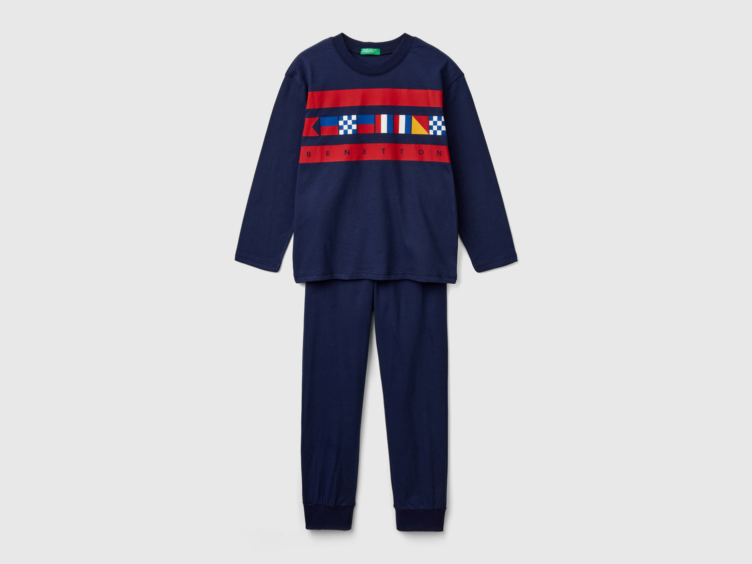 Pigiama in cotone a fibra lunga da bambino blu scuro | Benetton Outlet