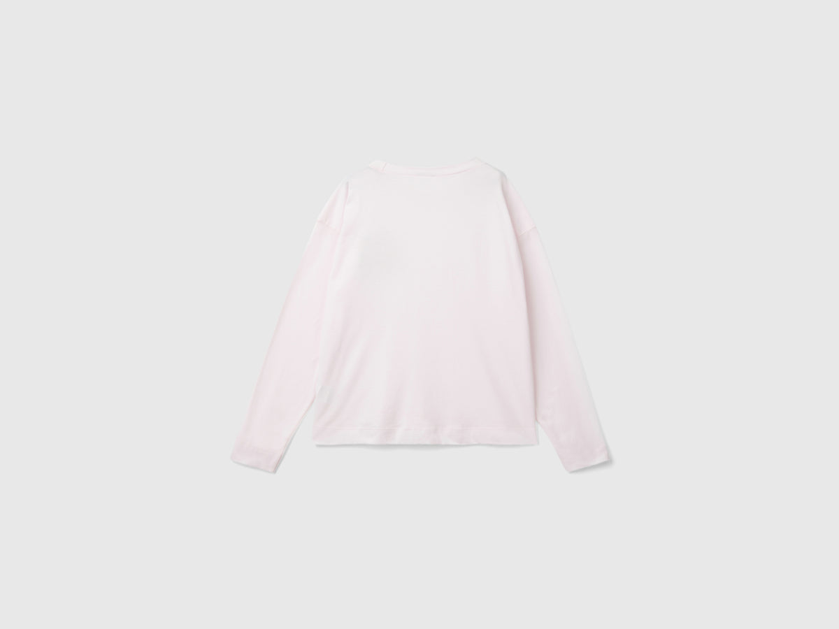 Camiseta bordada de algodón de fibra larga