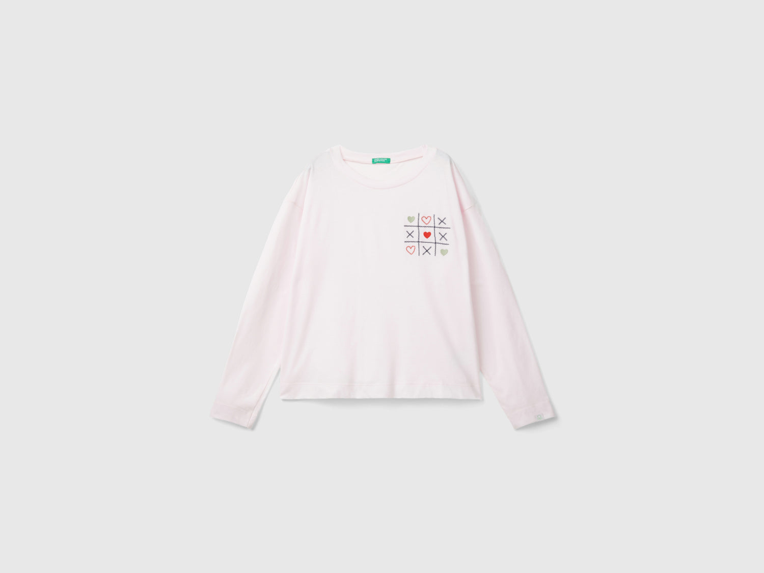 Camiseta bordada de algodón de fibra larga da donna bianco panna | Benetton Outlet