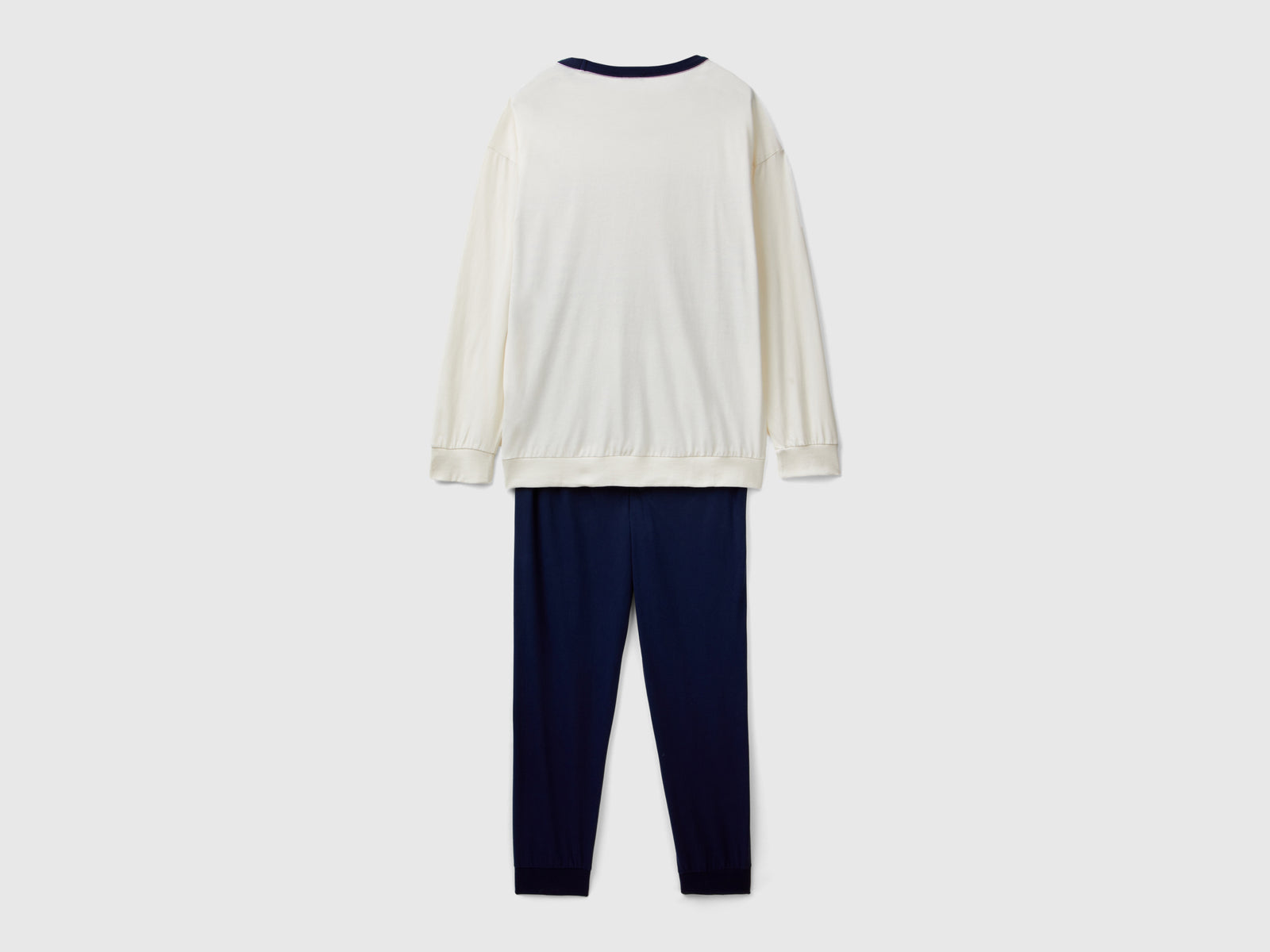 Pijamas de algodón de fibra larga da uomo bianco panna 2 | Benetton Outlet